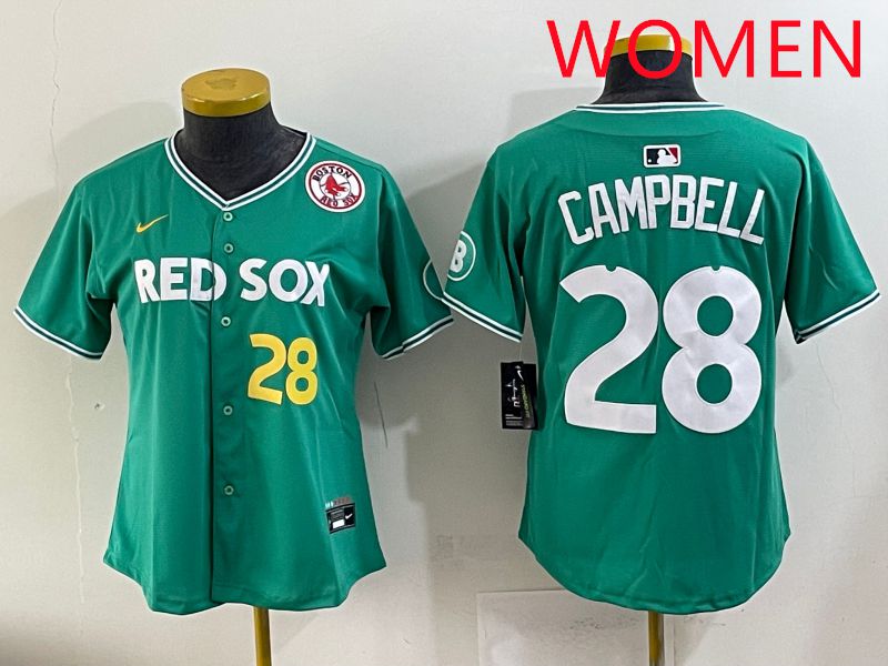 Women 2025 Boston Red Sox #28 Campbell Dark Green Joint Name Nike MLB Jersey style 6